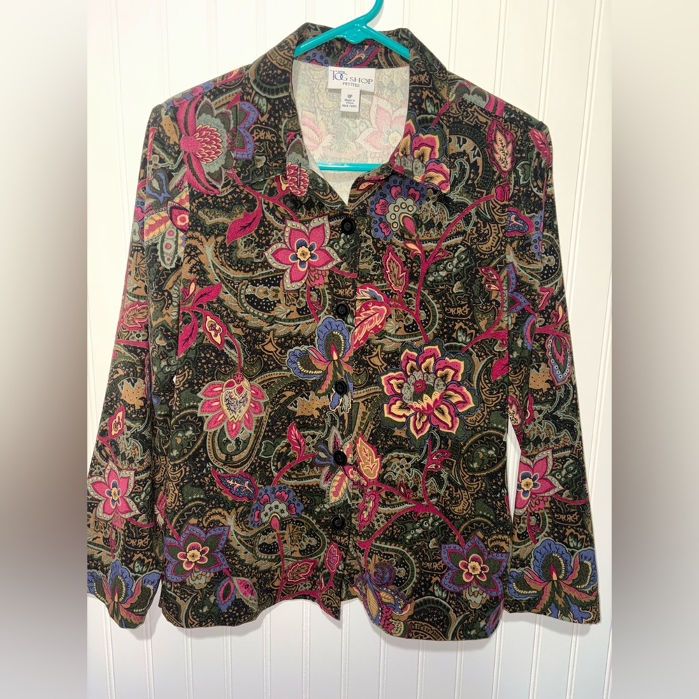 Vintage The TOG Shop Floral Paisley Lightweight Blazer Jacket| Size 8Petite